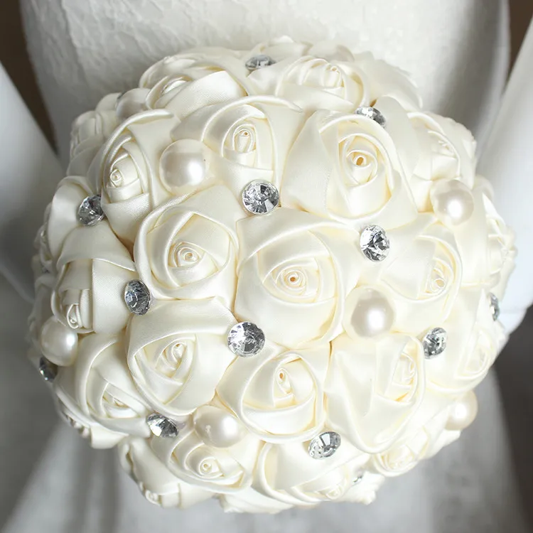 Ruban rose bouquet de mariage perles mariée bouquets pour les