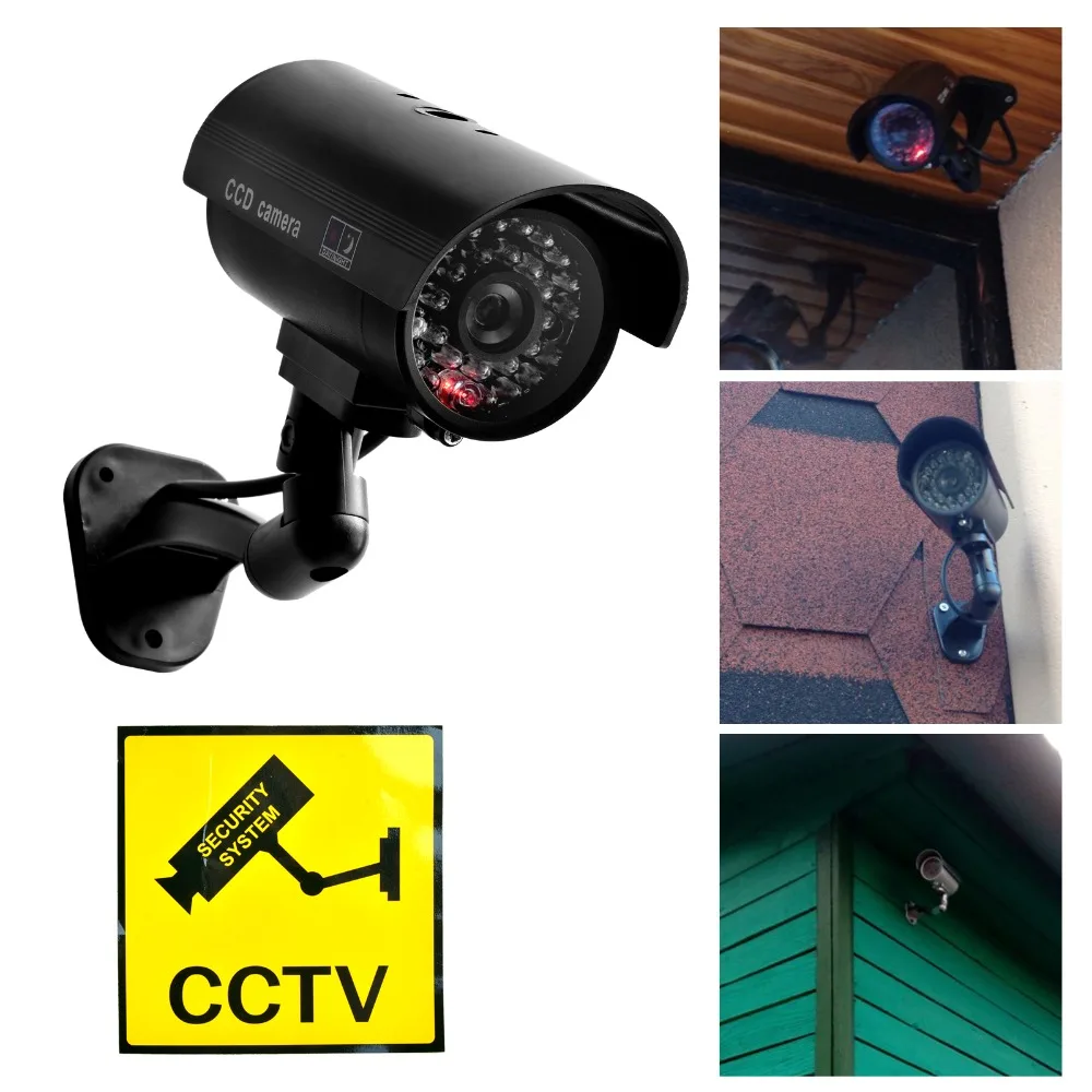 Smarsecur поддельные камеры Манекен Водонепроницаемый Безопасности CCTV камеры наблюдения с мигающий красный светодиодный светильник для наружного использования в помещении