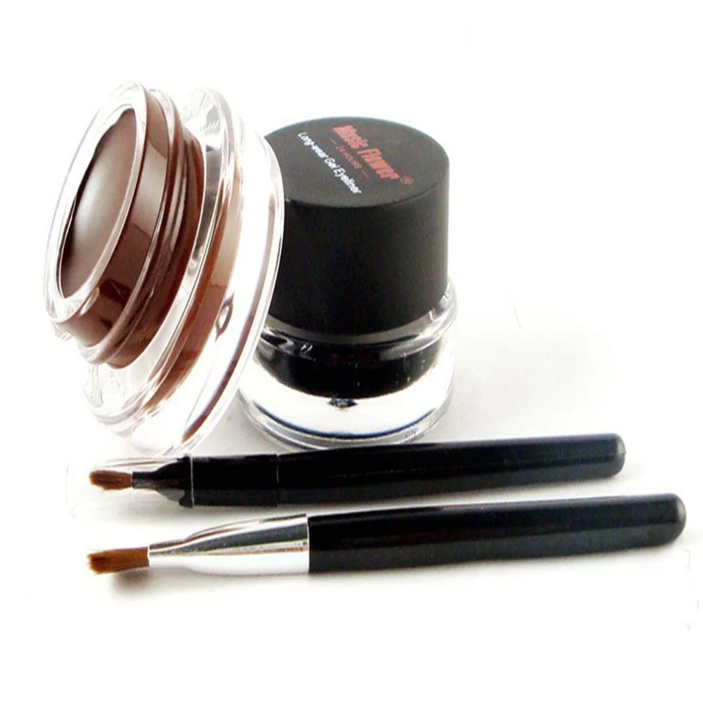 

Black Brown Waterproof Eyeliner Gel Makeup Cosmetic Gel Double Color Eye Liner With Brush 24 Hours Long-lasting For Women