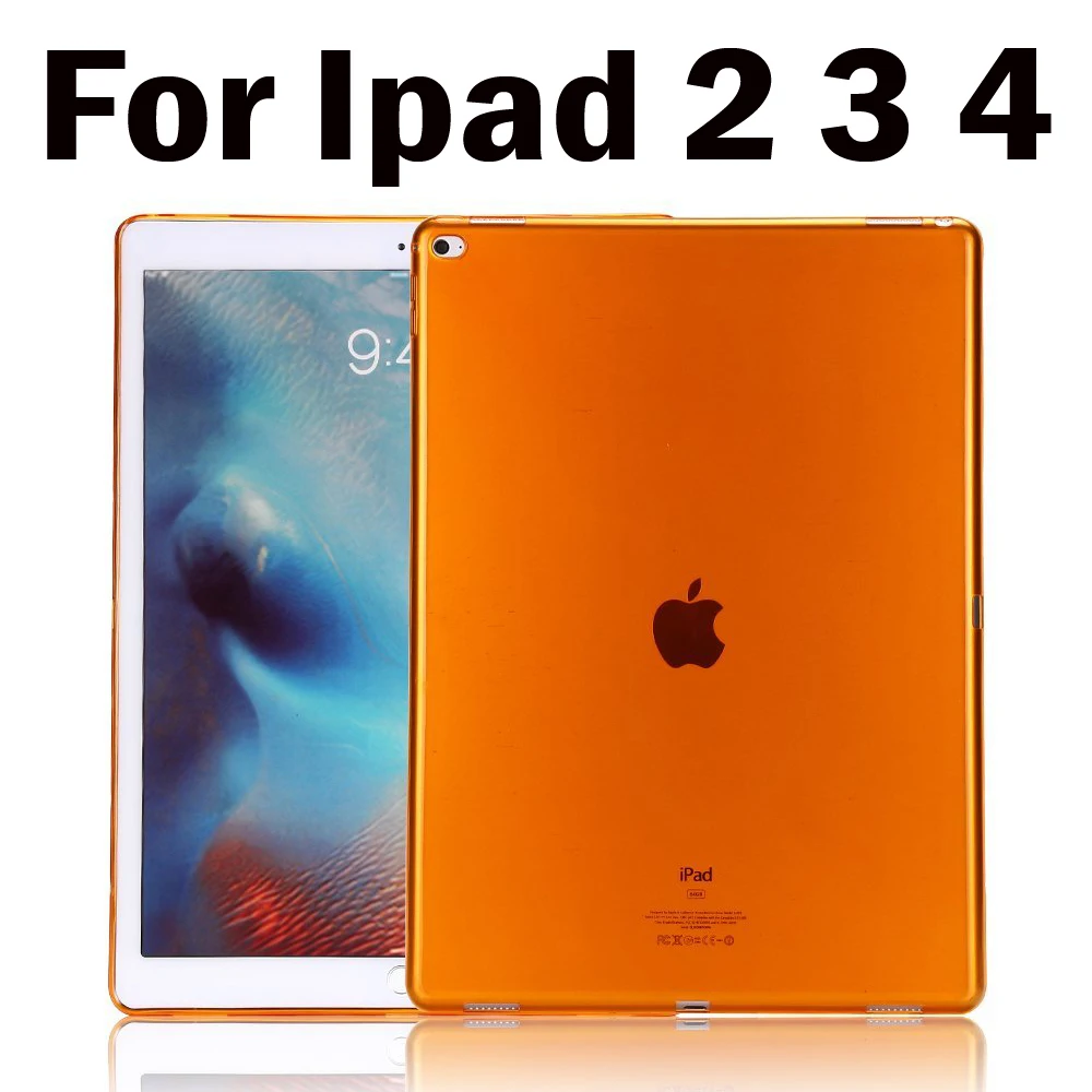 Для Apple iPad 2/3/4 прозрачный чехол Мягкий силиконовый чехол задняя крышка из ТПУ защитный чехол для планшета в виде ракушки для iPad Mini 1 2 3 - Цвет: Orange for 2 3 4