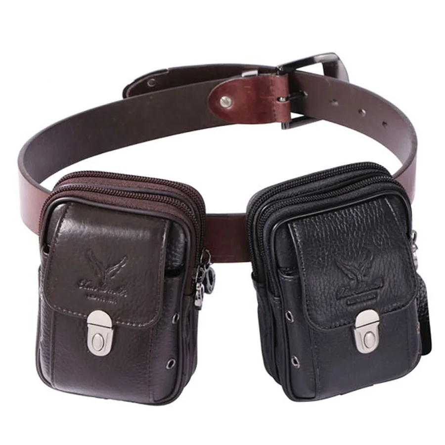 Men Genuine Leather Vintage Travel Cell/Mobile Phone Cover Case Hip Belt Bum Pouch Purse Fanny