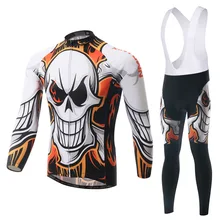 Комплект для велоспорта с длинными рукавами, Джерси и комбинезон, 3D коврик для мужчин, анти-пот, крутой череп, Ciclismo, велосипедный костюм, Bicicleta, открытый MTB набор