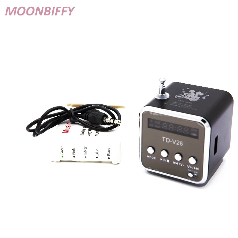 Портативный мини радиоприемник MOONBIFFY из алюминия со светодиодной подсветкой