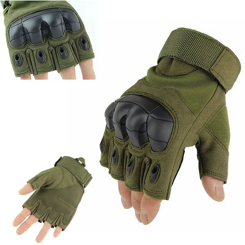 Hard Knuckle Tactical Gloves Military Army Fingerless Cycling Gloves