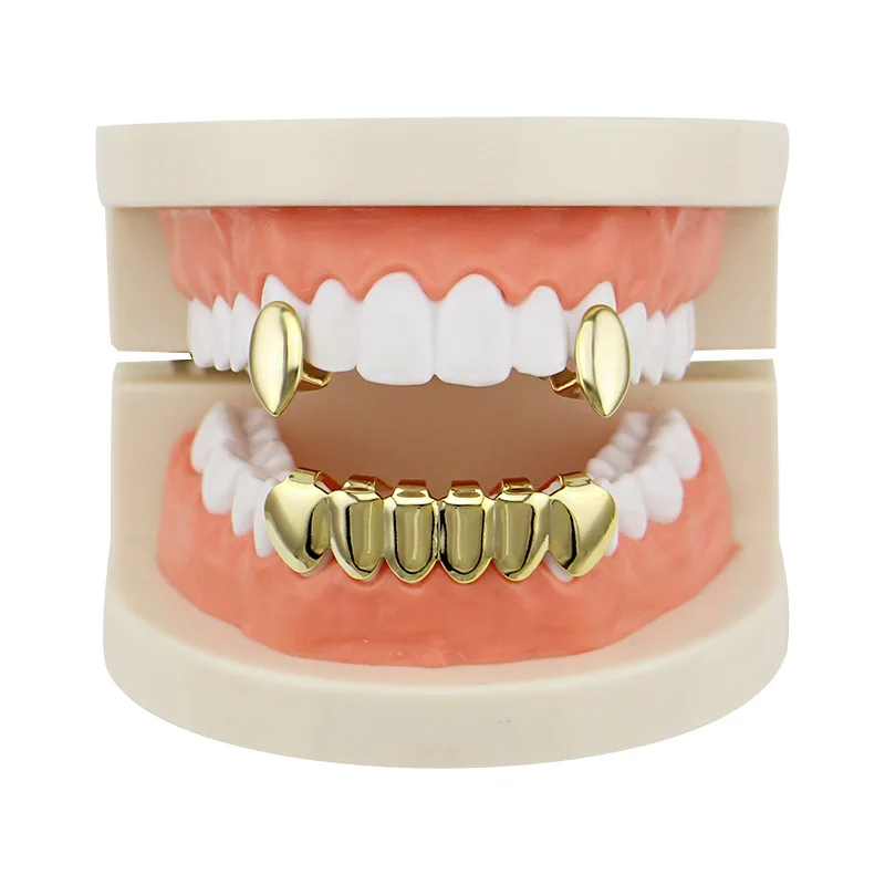 Single Fangs Teeth Grillz 4 Color Smooth Silver Gold Rose Gold Color Grillz Teeth Cheap Teeth Set Hip Hop Men Jewelry -1 (13)