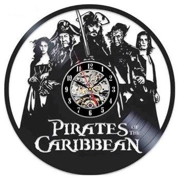 

Vinyl Clock on the Wall Modern Design Jack Sparrow Living Room Decoration Vintage Clocks Wall Watch Home Decor Silent 12 inch