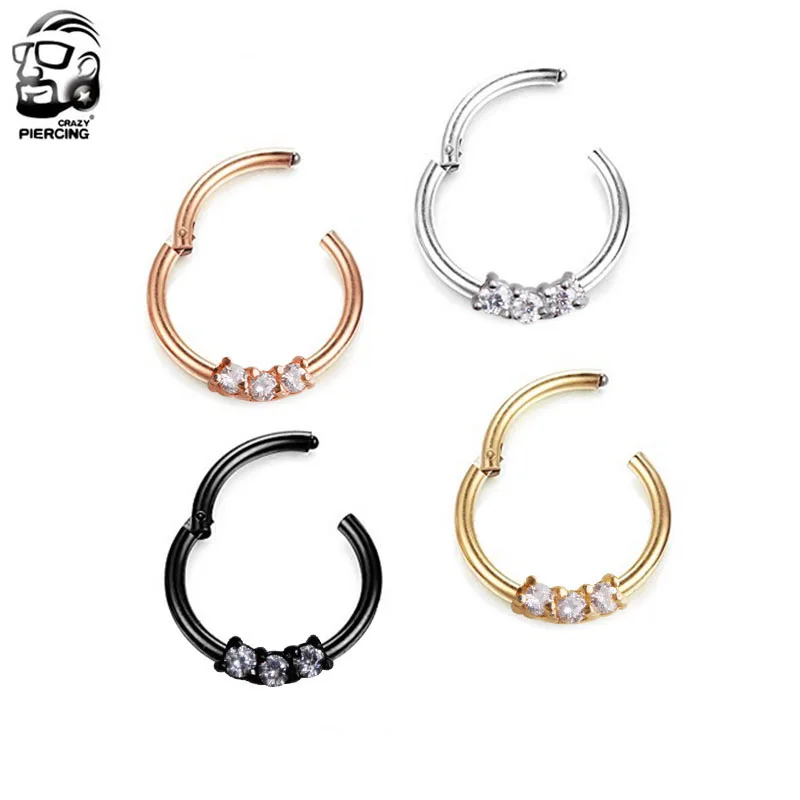 316L хирургическая сталь шарнирное сегментное кольцо для носа Перегородка кольцо-кликер Ушной Хрящ Пирсинг ювелирные изделия