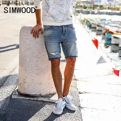 SIMWOOD 2019 сезон: весна–лето Для мужчин джинсовые шорты модные Повседневное по колено Хлопковые фирменные носки Костюмы отверстие джинсы