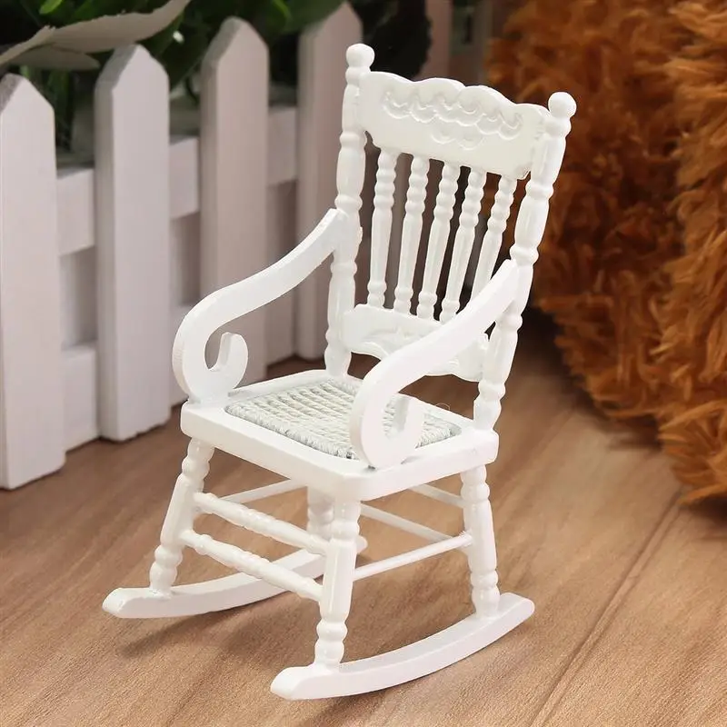 Новинка 1:12 кукольный домик миниатюрная мебель белое кресло-качалка из дерева пеньковая веревка сиденье для Аксессуары для кукольных домов Декор Игрушки