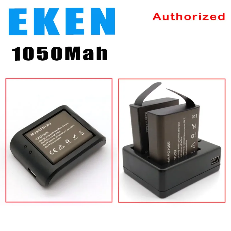 Батарея EKEN (аккумуляторы PG1050) + двойное зарядное устройство USB для спортивной