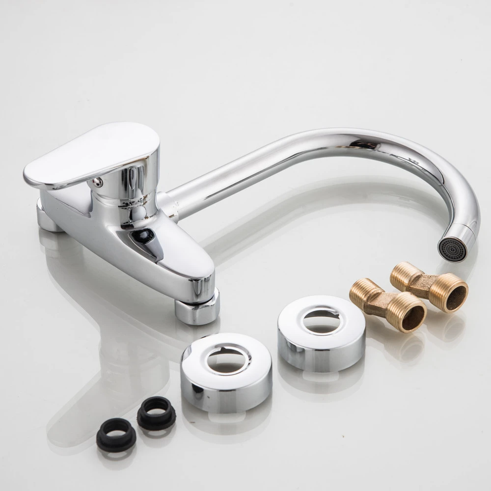 Chrome Double Holes Single Handle tap 360 Degree Rotation Wall Mounted Cold and Hot Water Purification kitchen faucet Mci4