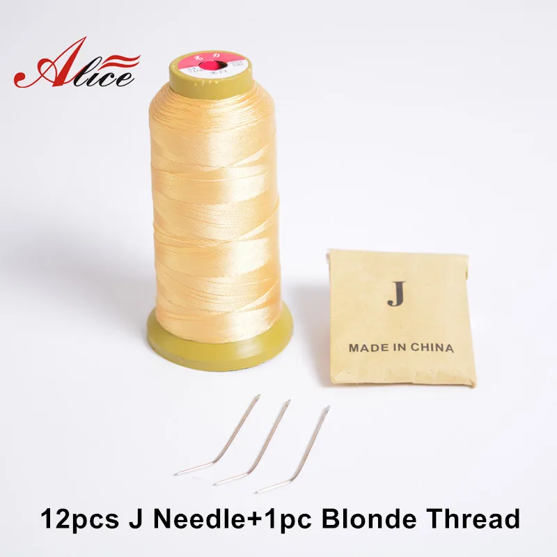 12pcs J Needle+1pc Blonde Nylon hair weaving thread for hair weaving