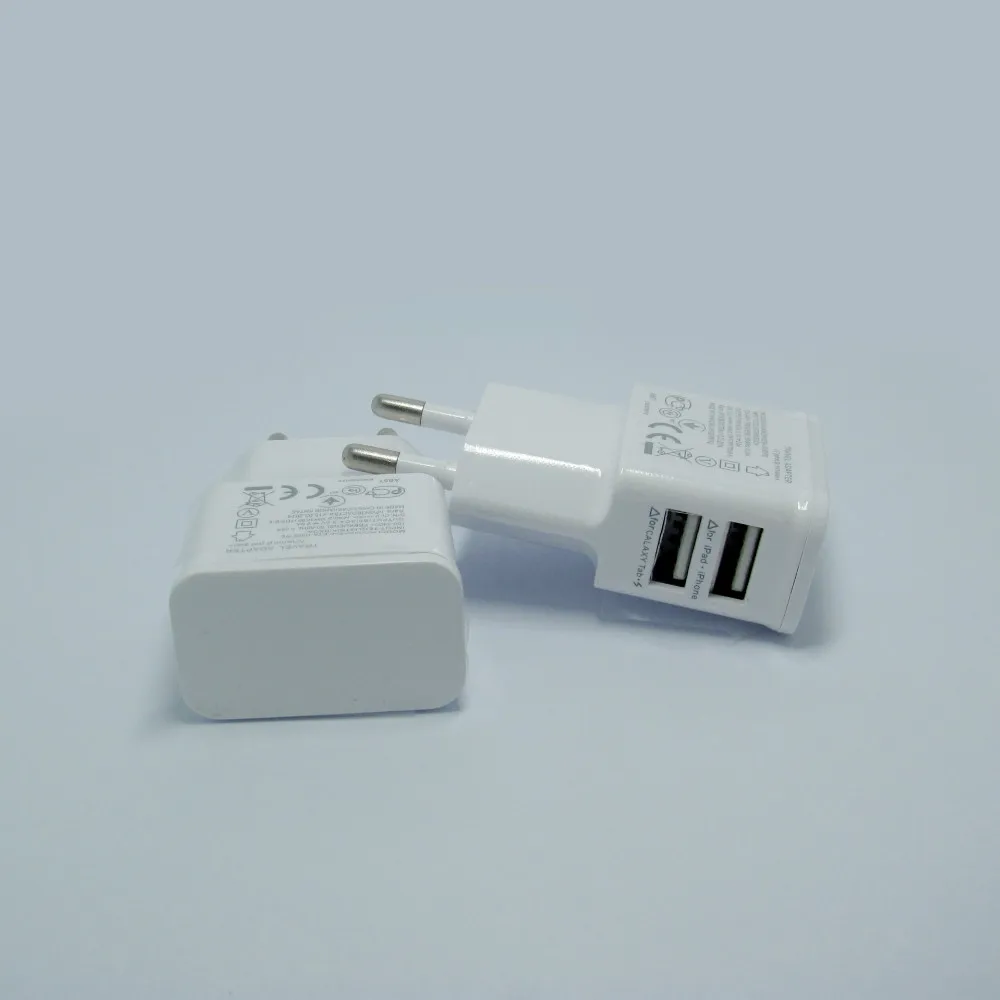 100 шт./лот ЕС Plug 100-240 В 2 Dual USB порты Главная Путешествия стены AC питания зарядное устройство для мобильного телефона адаптер для Samsung Galaxy S3 S4