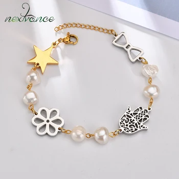 

Nextvance Simple Star Bracelets Hand Flower Bowknot Chain Link Imitation Pearl Bangles For Women