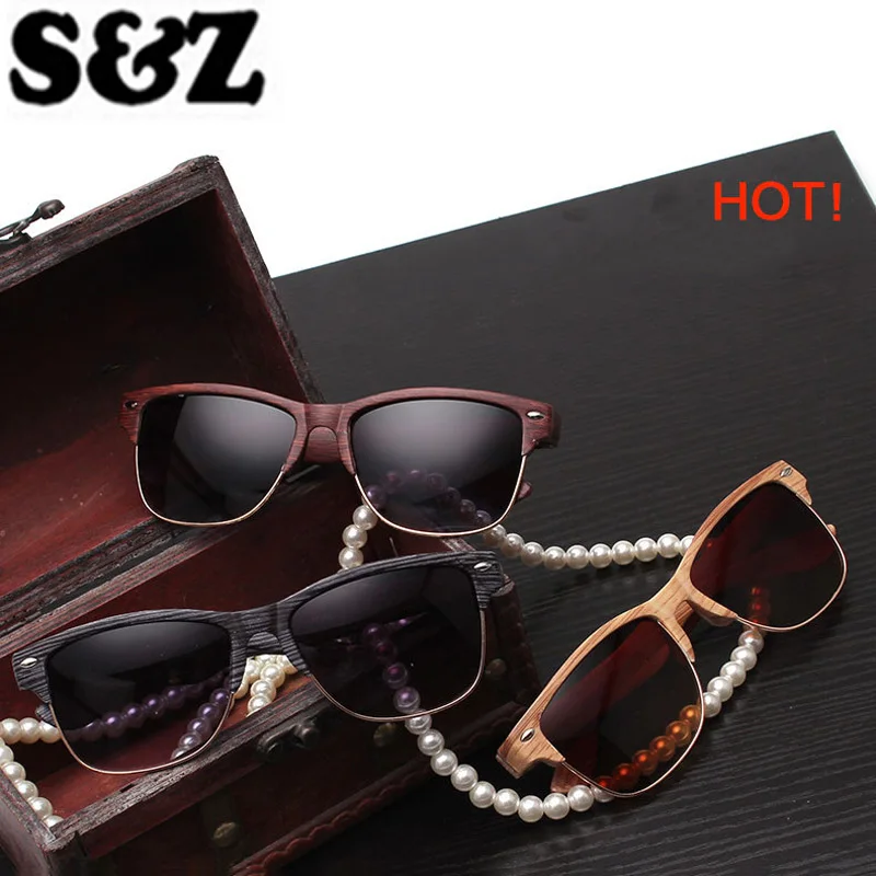 

Fashion Vintage Sunglasses Women Men Brand Designer Hlaf Fake Wood Wrap Gold Silver Metal Frame Classic Retro Eyewear glasses