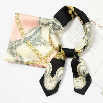 

2019 summer explosion chain printing wild fresh simple silk fashion casual ladies small scarf