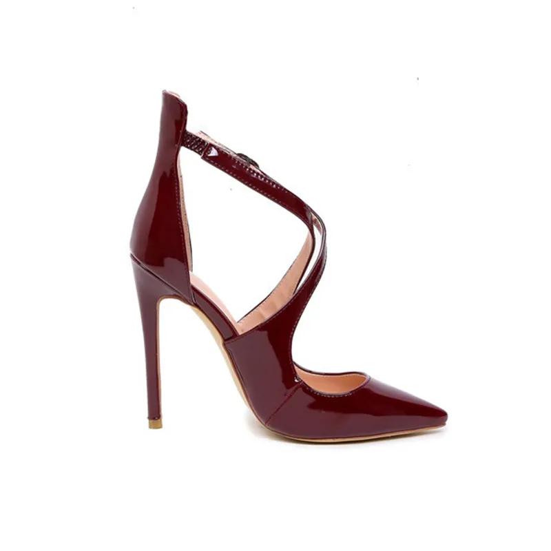 Pompes Boucle Croix Haute Chaussures 2018 Top Pu De attaché Partie Roi Zapatos Emma Soirée Vin Femmes Rouge Vente Talons Robe Mujer OgqB60wx