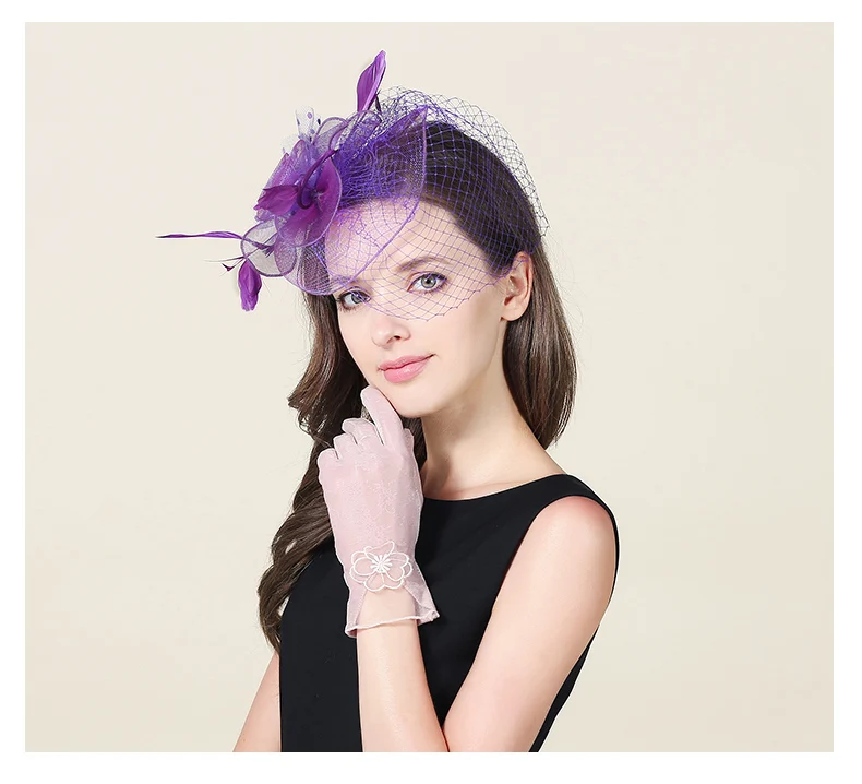 Girls Bridal Veil Wedding Hat Girls Dress Decoate Hat Fedoras Organza Hats Female Church Party Cap British Fashion Hat B-8747