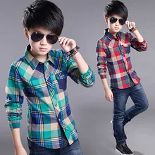 Classic Spring Boys Shirts 2017 Korean Style Cotton Plaid Shirts For Boy Chemise Enfant Kids Long Sleeve Tops Fashion Clothing