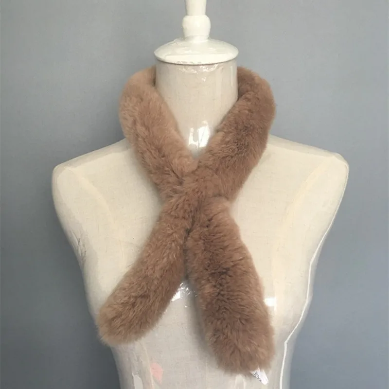 Женский зимний теплый шарф из натурального кроличьего меха длиной 80 см|rabbit fur