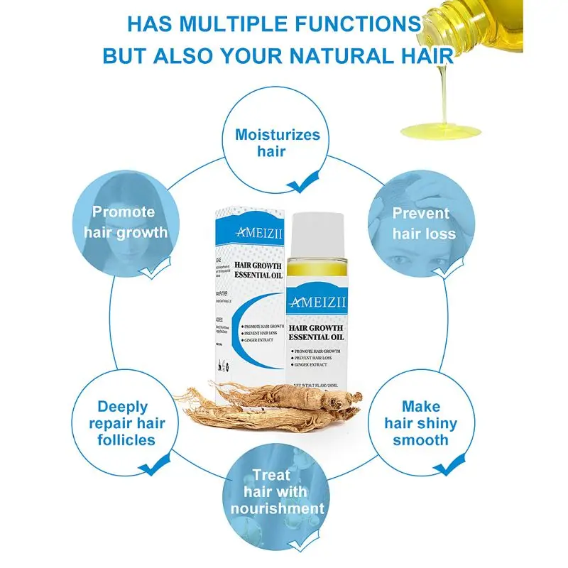 20 мл средство для роста волос продукты для выпадения волос эфирное масло органический экстракт натуральный имбирь густой Уход за волосами