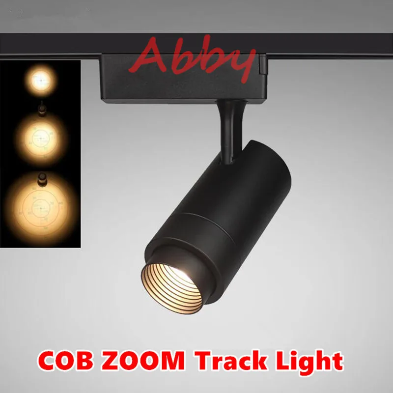 Высококачественный светодиодный рельсовый прожектор 15 Вт/25 Вт/35 Вт CREE COB ZOOM Track лампы для коммерческого и жилого освещения 10 шт./лот