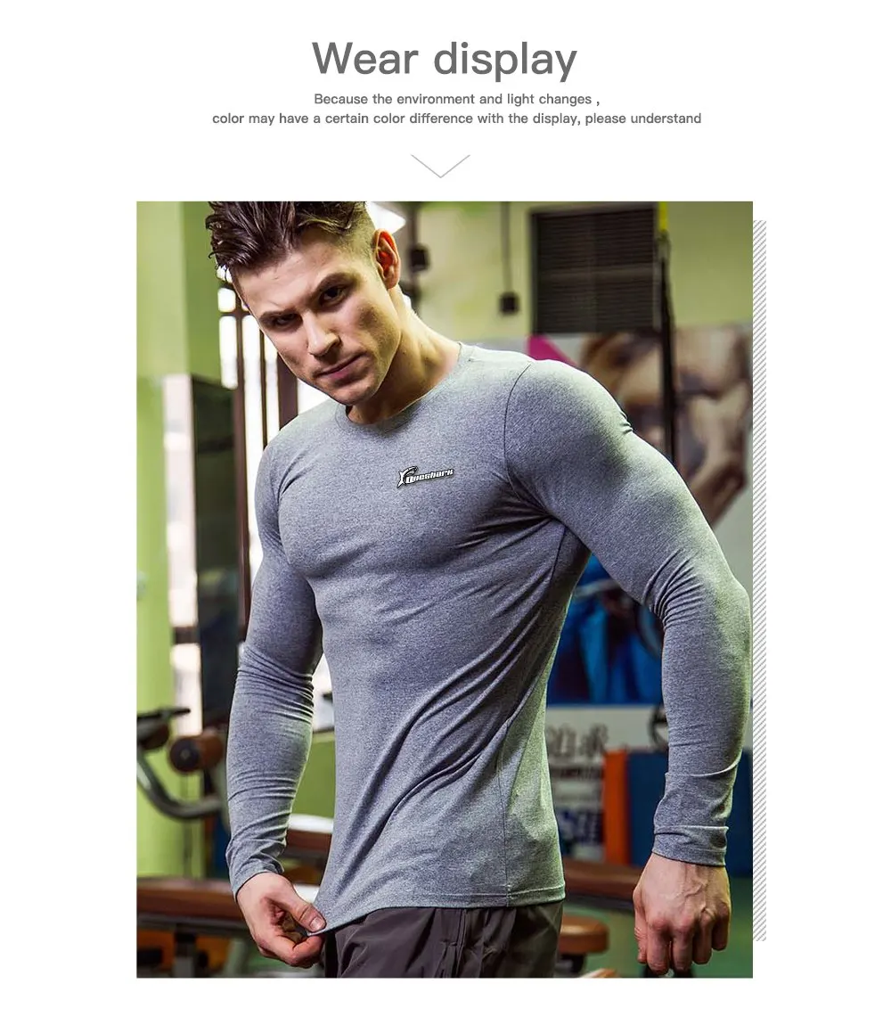 Queshark, профессиональная Мужская футболка для бега, быстросохнущая, длинный рукав, эластичная, компрессионная футболка, для бега, фитнеса, тренировки, Топ
