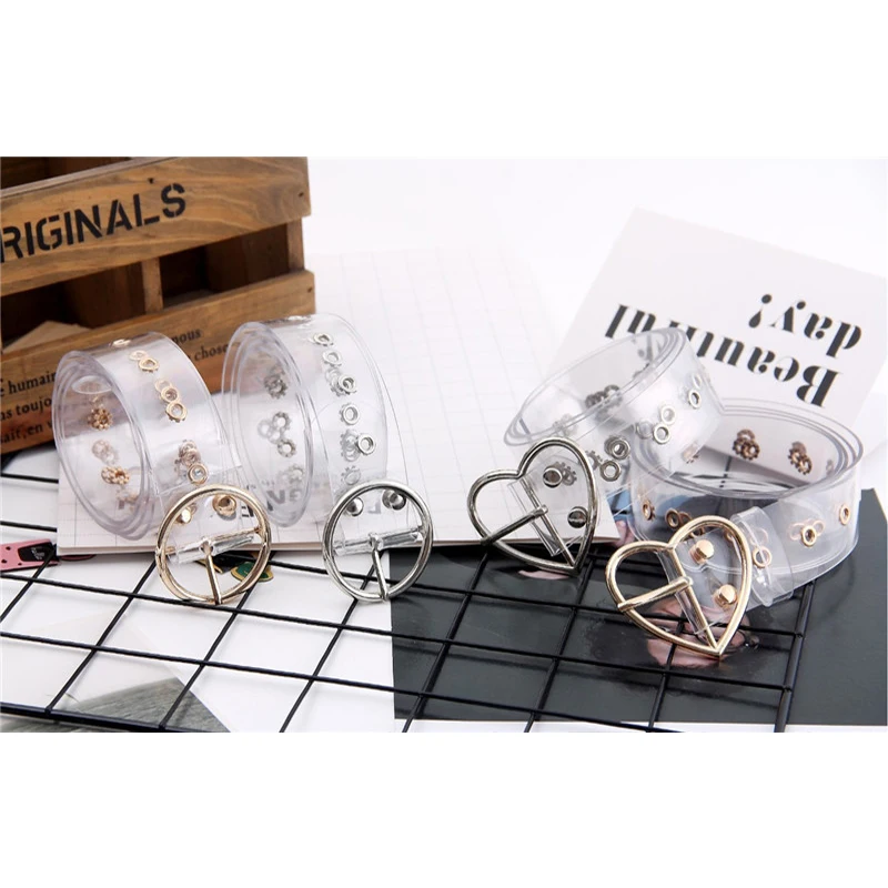 

2019 new transparent belt resin plastic pants belt ladies fashion trend round buckle pin buckle belt accessories