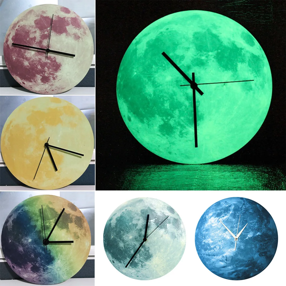 Night Light clock 30cm Creative luminous Wall clock Nightlight Moon