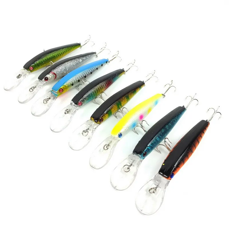  New 1 pack of 8pcs/lot Fishing lure Deep swim hard bait fish 12.5CM 14G artificial minnow fishing w