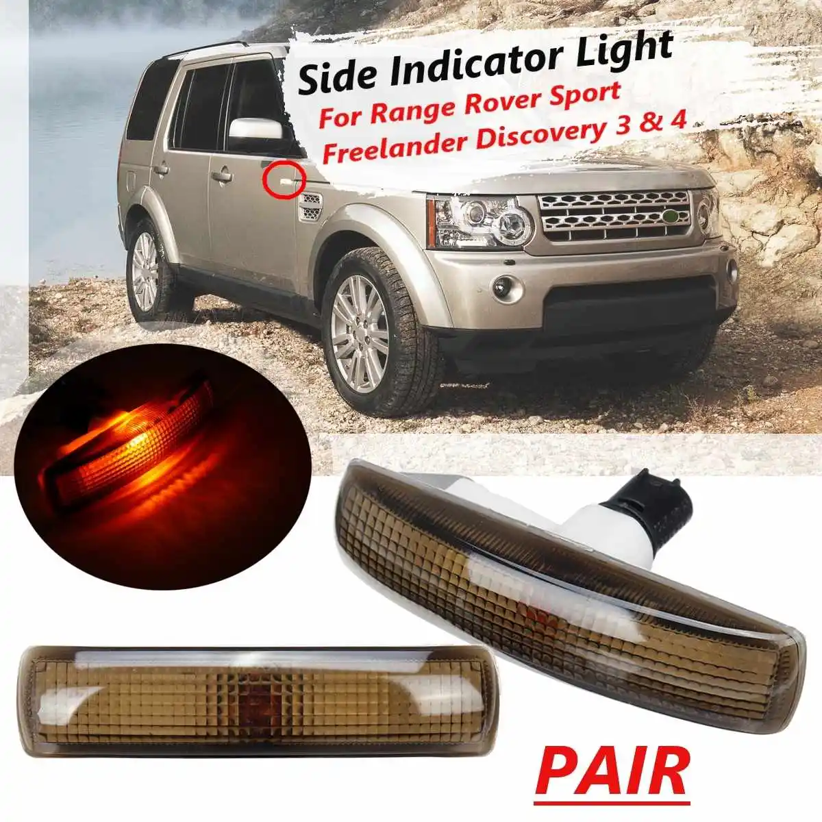 

Car Side Fender Marker Turn Signal Indicator Light Lamp For Land Rover Range Rover Sport Discovery 3 4 Freelander 2 LR007954