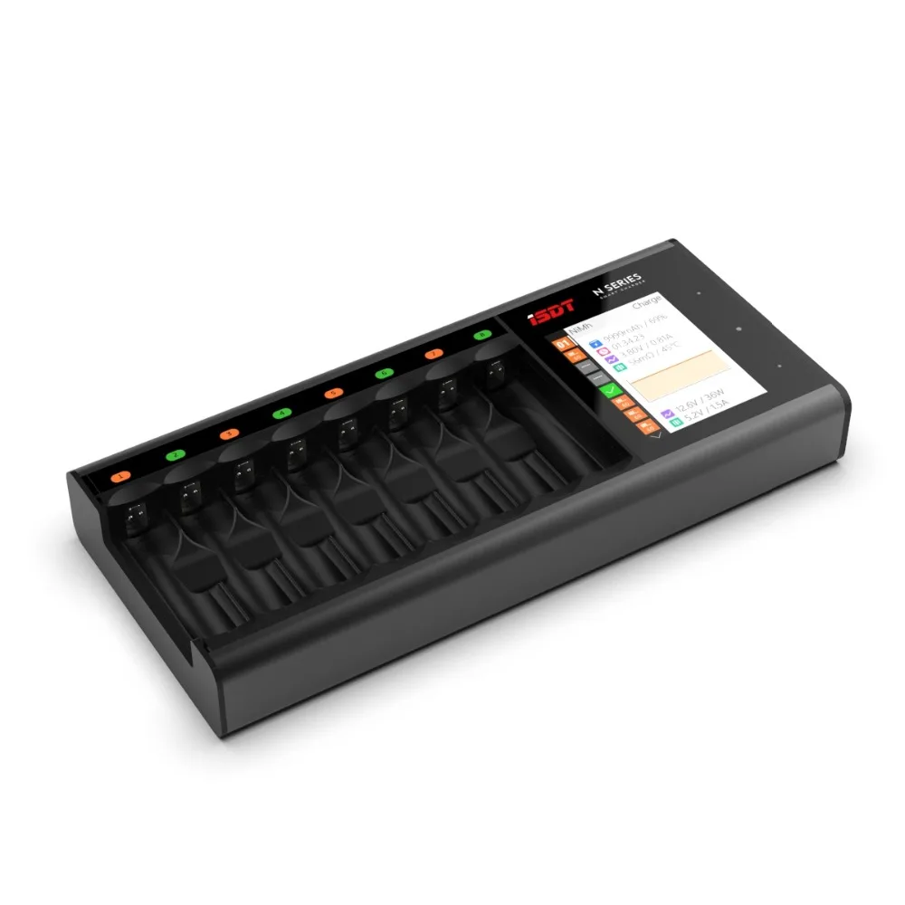 

ISDT N8 LiIon/LiHv/LiFe/NiMh/NiCd/NiZn Battery Charging Hub Multi-channel AAA AA Battery LCD Display Smart battery Quick Charger
