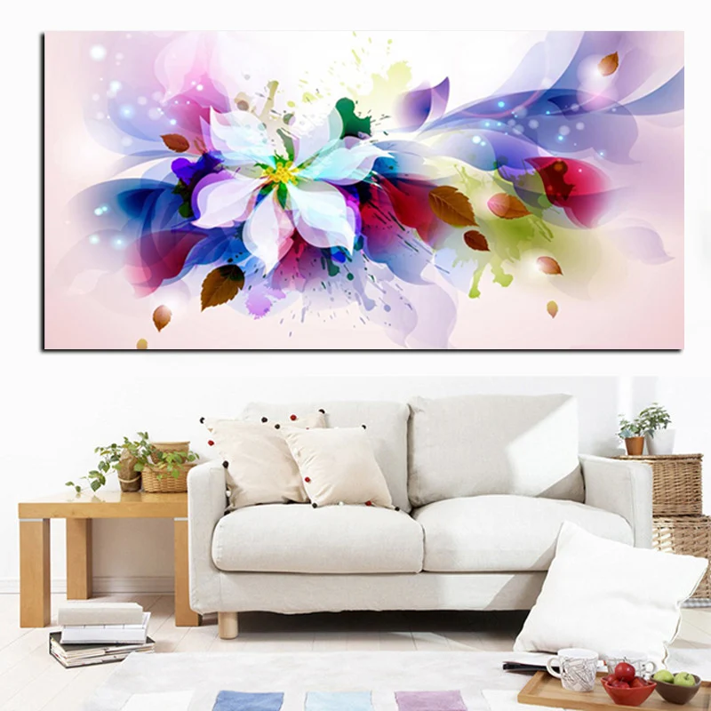YWDECOR Large Size 3D Watercolor Flower Abstract Canvas Pop Art HD Print Painting Poster Picture Wall Picture for Living Room (2)
