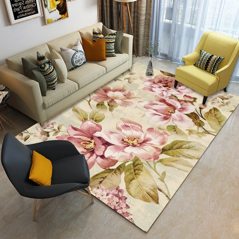 American Flower Carpets For Living Room Romantic Soft Area Rugs For