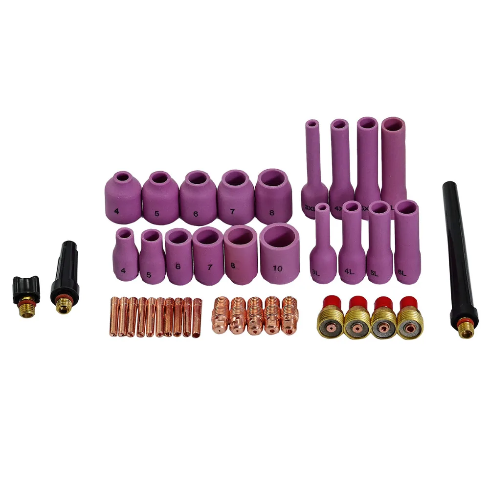 46Pcs TIG Gas Lens Collet Body KIT Back Cap For TIG Welding Torch SR WP9 20 25