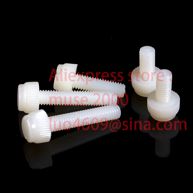 

M3 M4 M5 M6 M8*4 5 6 8 10 12 16 20 25 30 35 40 45 50 60mm White plastic Nylon thumb screw knurled bolt slotted adjusting handle