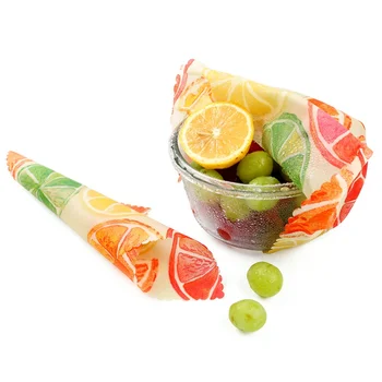

3PCS Organic Cotton Beeswax Fresh Cloth Food Wrap Cling Film Reusable Food Preservation Cloth