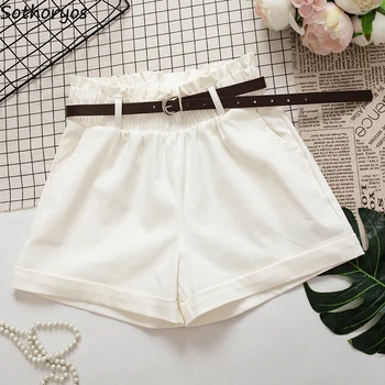 

Shorts Women Summer 2020 High Waist Hong Kong Flavor Trendy Simple Daily Loose All-match Womens Short Trousers Female Soft Retro