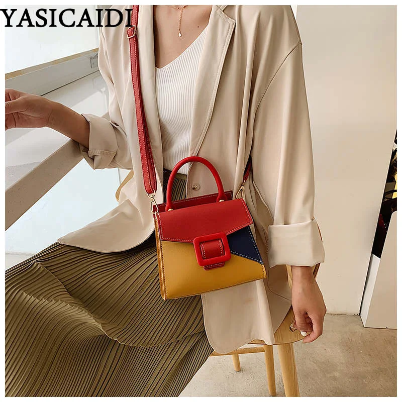YASICAIDI الأزياء قابل للتعديل حزام الكتف حقائب الصلبة اللون بو الجلود جيب للهاتف الخليوي النساء Crossbody حقيبة كيس الرئيسي فام