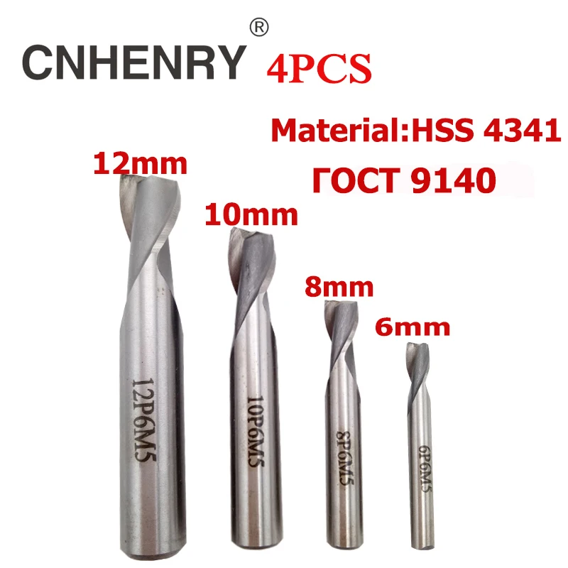 

4 pcs 2 Flutes HSS End Mill Router Bit Set CNC Keyway Milling Cutter for Wood Cutter Metal Mill Cutter Knife Drill Bits tool