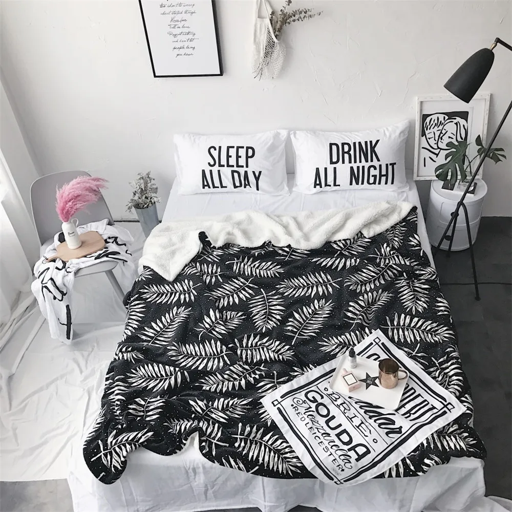 

Nordic Style Thicken Flannel Super Warm Soft Double Layer Bedspreads Throw Sheep Velvet Blankets for Double Bed