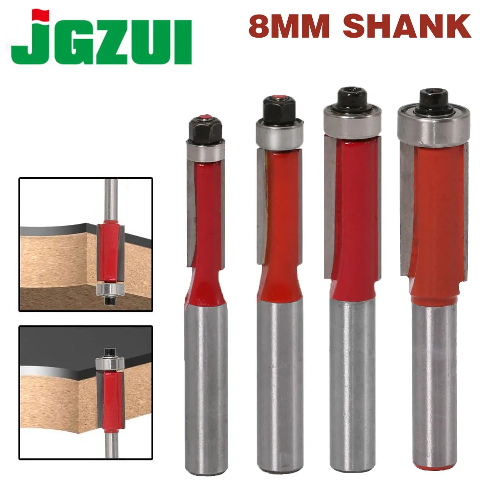1pcs 8" Shank Flush Trim Router Bits for wood Lengthened Trimming