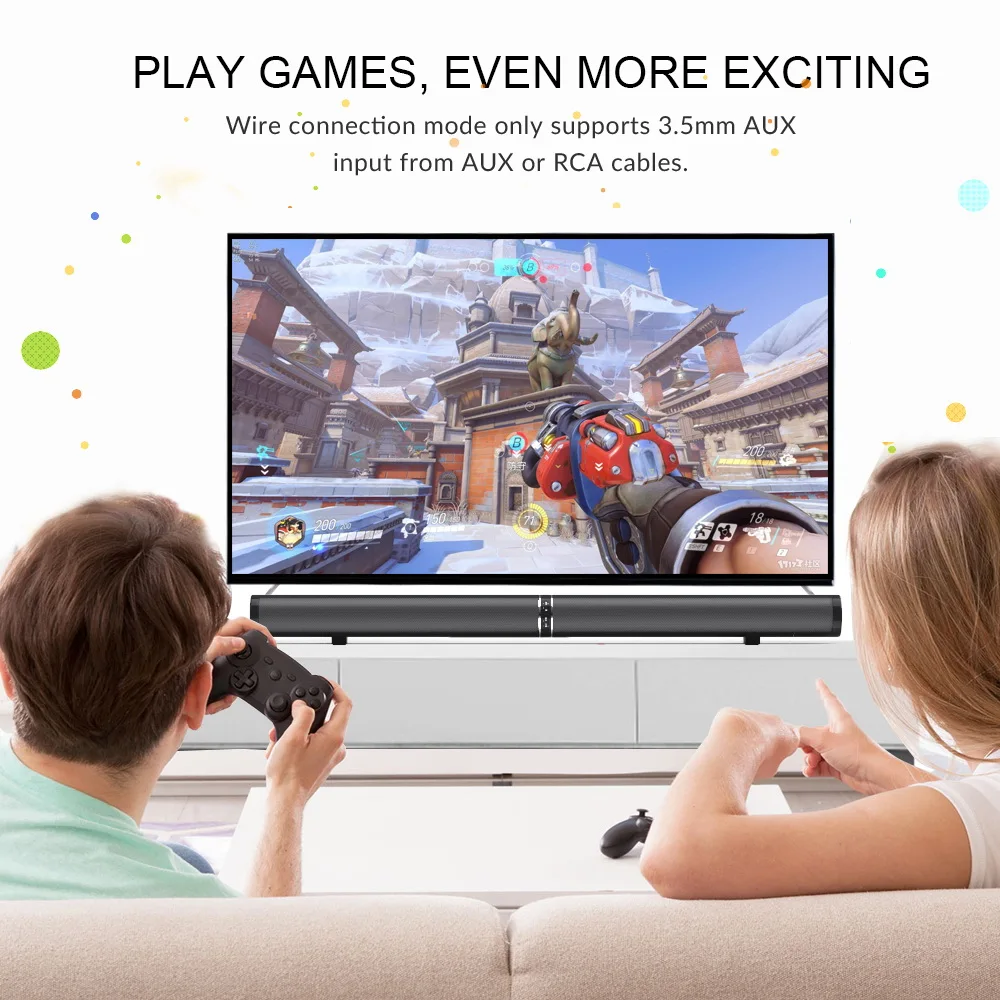  TV Soundbar Bluetooth Speaker Wireless Stylish Fabric Sound Bar Hifi 3D Stereo Surround Support RCA