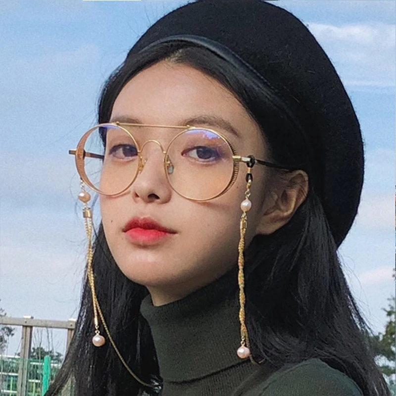 

Vintage Women Punk Metal Flat Mirror Transparent Glasses Frame Fake Glasses Computer Reading Glasses Clear Lens Spectacles