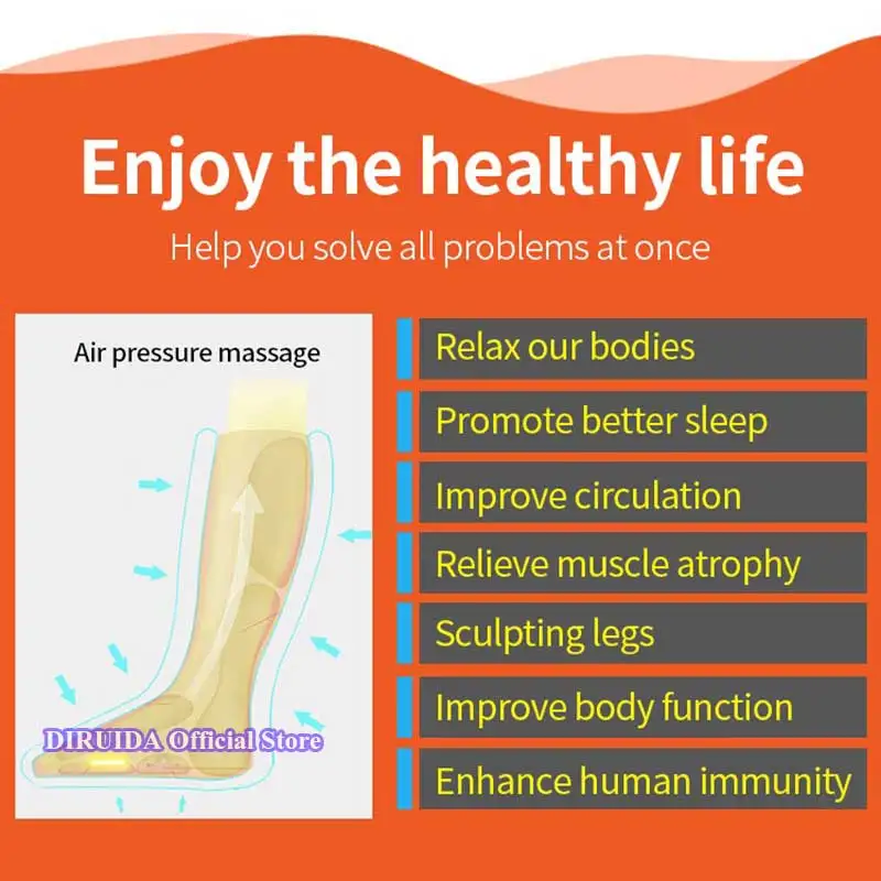 Компрессионный массажный прибор с воздушным давлением, инфракрасный тепловой массажер для ног, рук, талии, ног, бедер, похудения, расслабляющий массаж