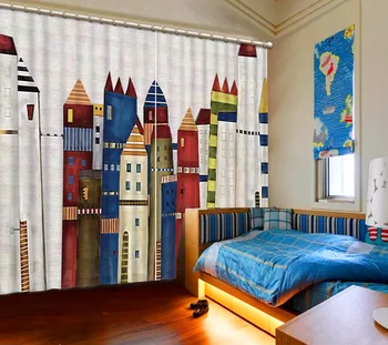 

High Quality Costom 3D Curtain Cartoon House Curtain Living Room Blackout Shade Window Curtains 3D Bathroom Shower Curtain