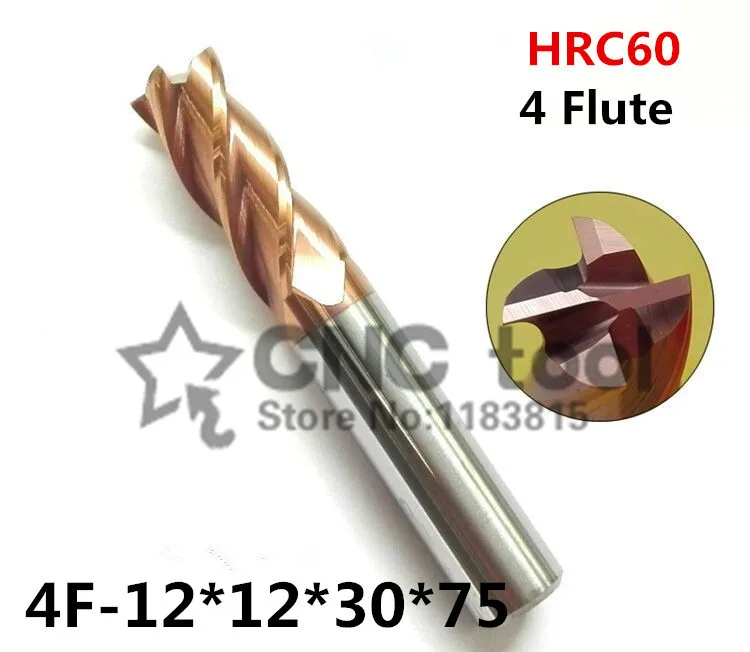

4f-12,hrc60 Carbide End Mill Original Product Square Flatted 4 Flute Coating Factory Sale Cnc Machine Milling Cutter