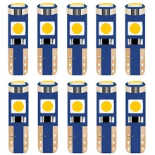 10 шт. T5 W3W W1.2W 3 SMD 3030 светодиодный светильник для приборной панели автомобиля, белый, зеленый, желтый, красный, розовый, синий кристалл