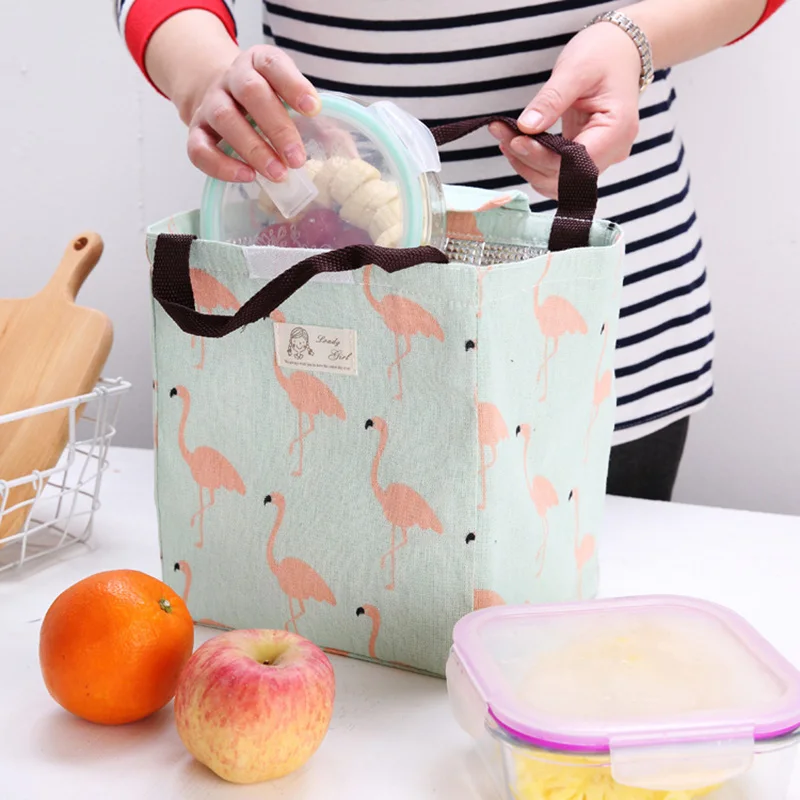 

Baby Food Insulation Bags Feeding Milk Bottle Warmer Mummy Bag Flamingo Pattern Portable Picnic Thermal Lunch Bag