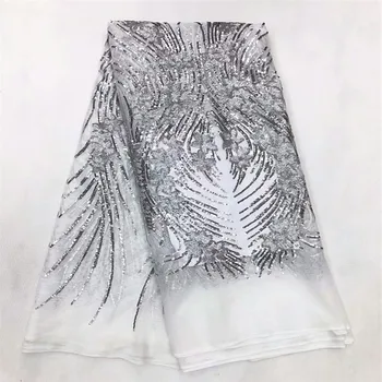 

2019 African sequins Laces Fabrics Guipure French tulle Lace Fabric with sequin High-quality Nigeria Lace Fabric dress jl82-12